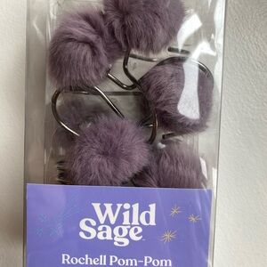 Bed Bath & Beyond Purple Shower Curtain Pom-Poms